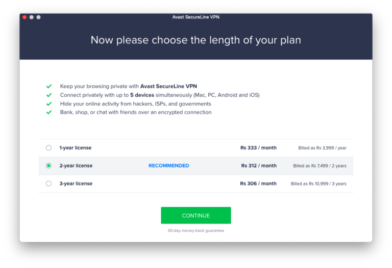 Avast SecureLine VPN Subscription Pricing