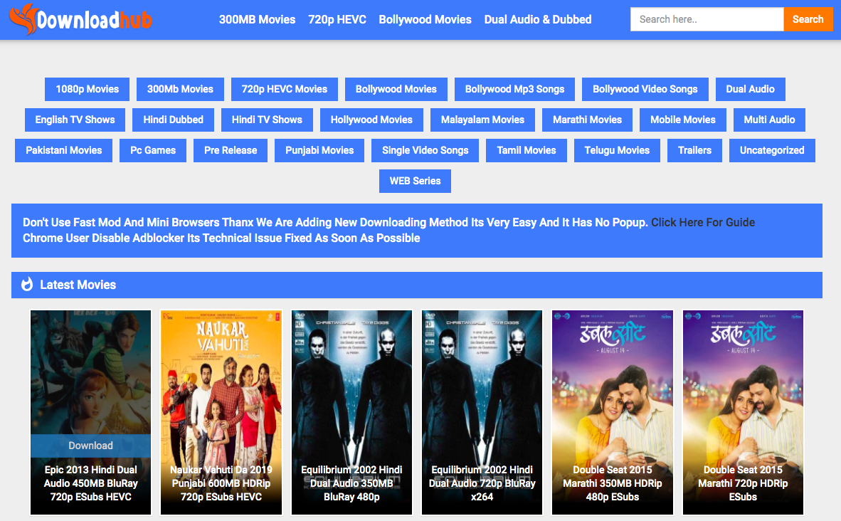 Downloadhub 2022 Official Website: 300MB Dual Audio Bollywood, Telugu