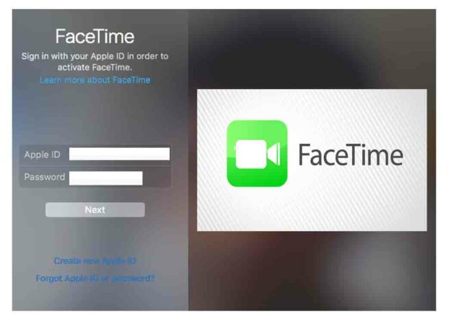 apple facetime login online