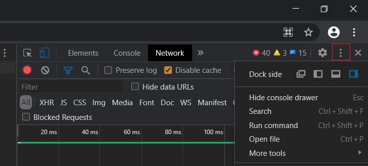 select More Tools> Network Condition