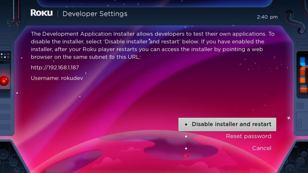 Enable developer options on your Roku device