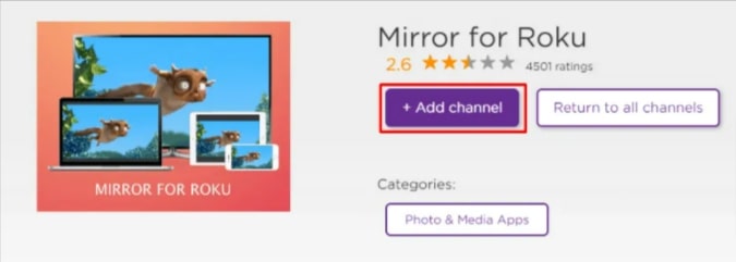 Mirror for the Roku channel