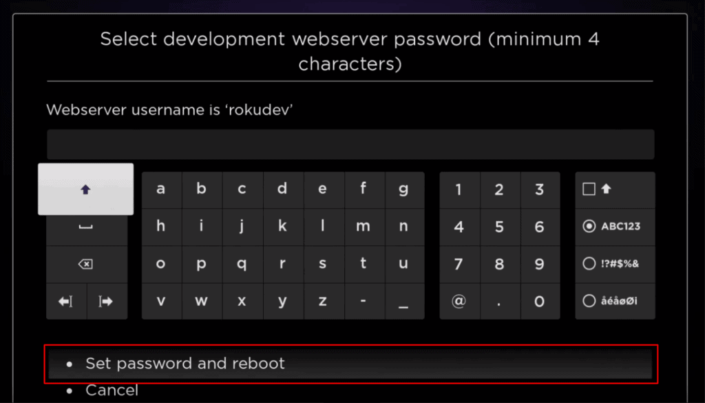 Set Password and Reboot
