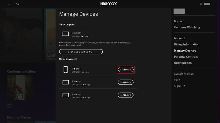 How to sign out of all devices on HBO Max