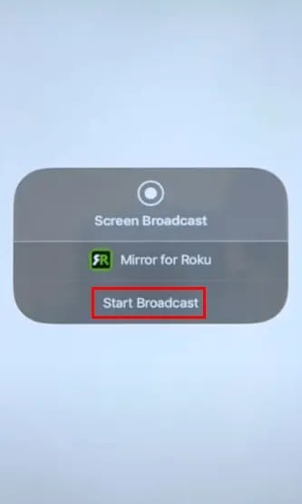 select the option Start Broadcast.