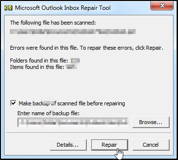 Select the ‘Repair’ tab to proceed